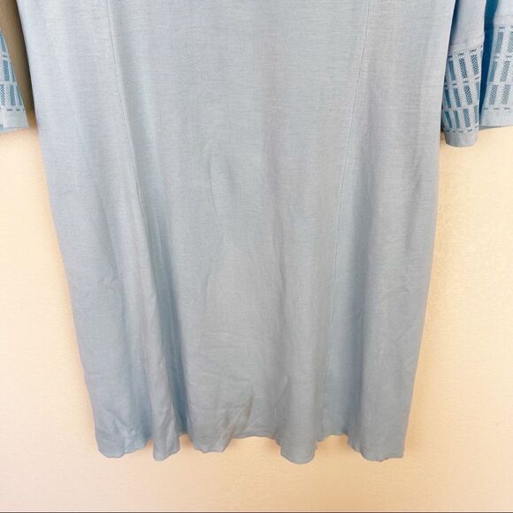 Ming Wang Blue Knit Sleeved Dress Medium - Picture 3 of 9